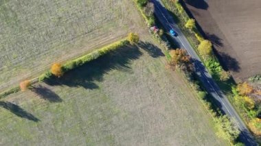 İngiltere 'nin Letchworth Garden şehrinin kırsal arazisinin hava görüntüsü. Görüntü İHA 'nın Kamerasıyla 11 Kasım 2023' te çekildi.