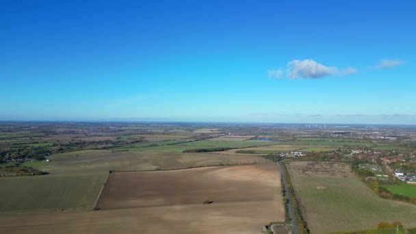 Ngiltere Nin Letchworth Garden Şehrinin Kırsal Arazisinin Hava Görüntüsü Görüntü — Stok video
