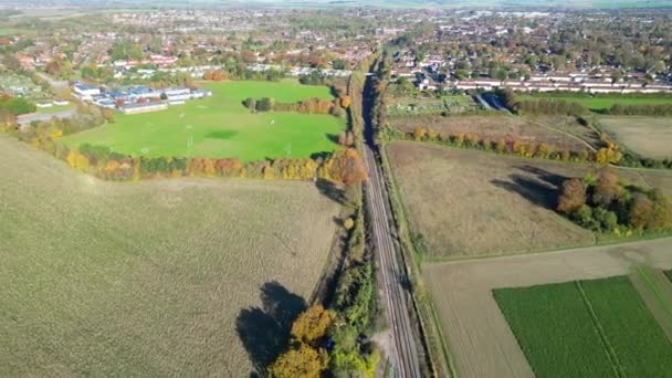 Nagranie Lotnicze Krajobrazu Wsi Letchworth Garden City England Nagranie Zrobione — Wideo stockowe