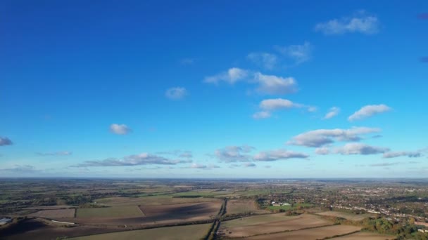 Flygbilder Från Countryside Landscape Letchworth Garden City England Filmen Tagen — Stockvideo