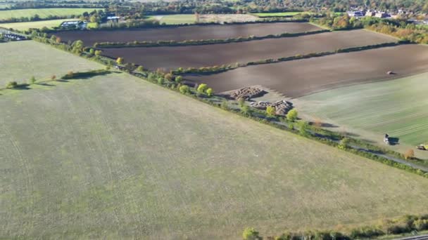 Luchtfoto Van Countryside Landscape Letchworth Garden City England Footage Vastgelegd — Stockvideo