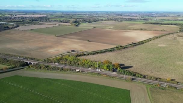Luchtfoto Van Countryside Landscape Letchworth Garden City England Footage Vastgelegd — Stockvideo