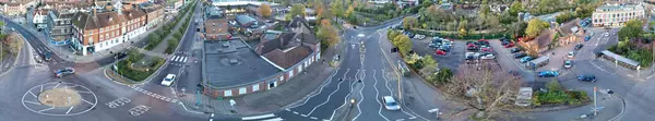 stock image Beautiful High Angle Panoramic View of Letchworth Garden City of England UK During Sunset. The Footage Captured with Drone's Camera on November 11th, 2023