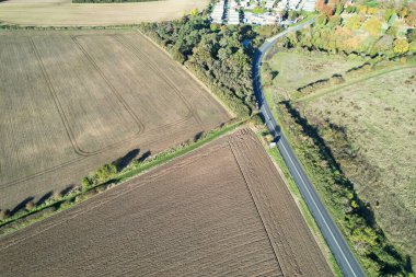 İngiltere 'nin Letchworth Garden City kırsal kesiminin yüksek açılı görüntüleri. Görüntü İHA 'nın Kamerasıyla 11 Kasım 2023' te çekildi.