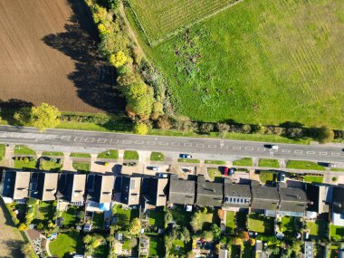 İngiltere 'nin Letchworth Garden City kırsal kesiminin yüksek açılı görüntüleri. Görüntü İHA 'nın Kamerasıyla 11 Kasım 2023' te çekildi.