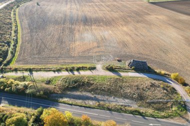 İngiltere 'nin Letchworth Garden City kırsal kesiminin yüksek açılı görüntüleri. Görüntü İHA 'nın Kamerasıyla 11 Kasım 2023' te çekildi.