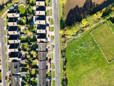 İngiltere 'nin Letchworth Garden City kırsal kesiminin yüksek açılı görüntüleri. Görüntü İHA 'nın Kamerasıyla 11 Kasım 2023' te çekildi.