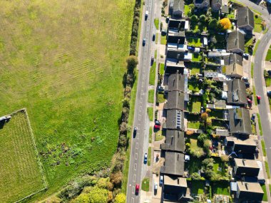 İngiltere 'nin Letchworth Garden City kırsal kesiminin yüksek açılı görüntüleri. Görüntü İHA 'nın Kamerasıyla 11 Kasım 2023' te çekildi.