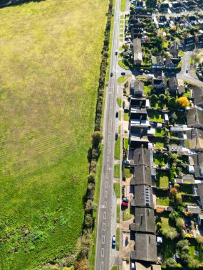 İngiltere 'nin Letchworth Garden City kırsal kesiminin yüksek açılı görüntüleri. Görüntü İHA 'nın Kamerasıyla 11 Kasım 2023' te çekildi.