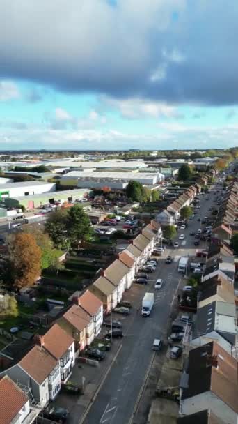 Wysoki Kąt Widzenia Dróg Dzielnicy Mieszkaniowej Central Luton Town Anglii — Wideo stockowe