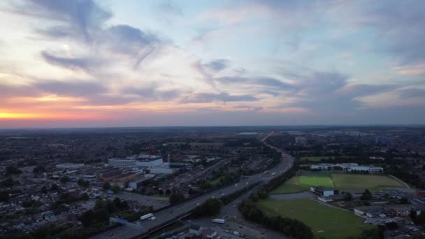 Hohe Winkelaufnahme Von Wunderschönem Himmel Und Wolken Über England Während — Stockvideo