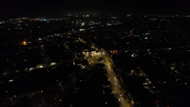 High Angle View Illuminated Roads Residential District Central Luton Town — Stock video