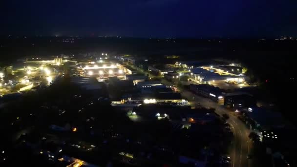 High Angle Time Lapse Recorage Illuminated Roads Residential District Central — Wideo stockowe