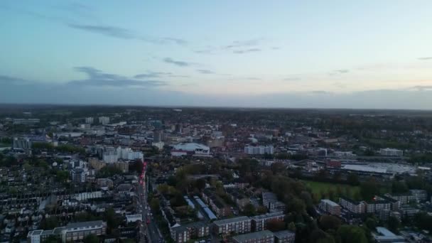 Vista Aérea Ciudad Central Luton Inglaterra Reino Unido Filmación Capturada — Vídeo de stock