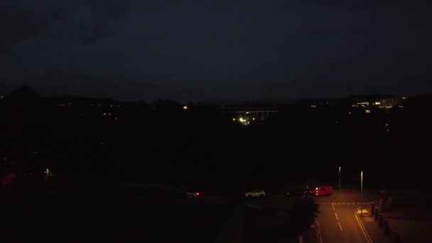 Filmagem Aérea British Illuminated Luton Town Just Sunset Durante Noite — Vídeo de Stock