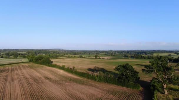 Air View British Village Countryside England — стоковое видео