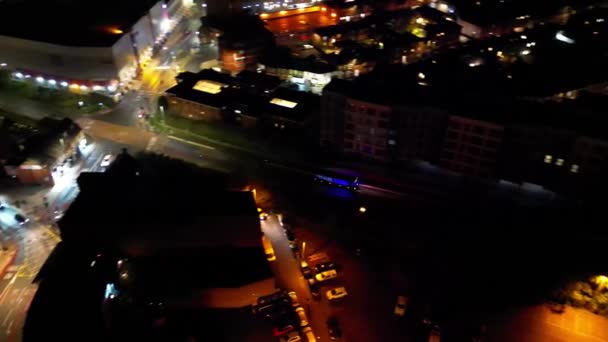 Filmagem High Angle Estradas Iluminadas Distrito Residencial Cidade Central Luton — Vídeo de Stock