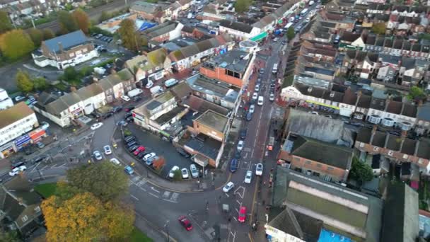 High Angle Footage Illuminated Roads Residential District Central Luton Town — Vídeos de Stock