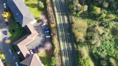 İngiltere 'nin Dunstable kasabasının yüksek açılı görüntüsü. Dunstable, Houghton Regis ve Luton Town birbirleriyle ortak. 17 Kasım 2023 'te Çekilen Görüntüler