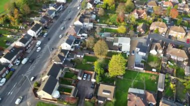 İngiltere 'nin Dunstable kasabasının yüksek açılı görüntüsü. Dunstable, Houghton Regis ve Luton Town birbirleriyle ortak. 17 Kasım 2023 'te Çekilen Görüntüler