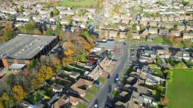 İngiltere 'nin Dunstable kasabasının yüksek açılı görüntüsü. Dunstable, Houghton Regis ve Luton Town birbirleriyle ortak. 17 Kasım 2023 'te Çekilen Görüntüler