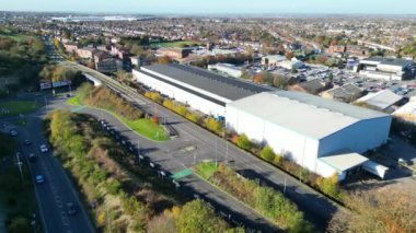 İngiltere 'nin Dunstable kasabasının yüksek açılı görüntüsü. Dunstable, Houghton Regis ve Luton Town birbirleriyle ortak. 17 Kasım 2023 'te Çekilen Görüntüler