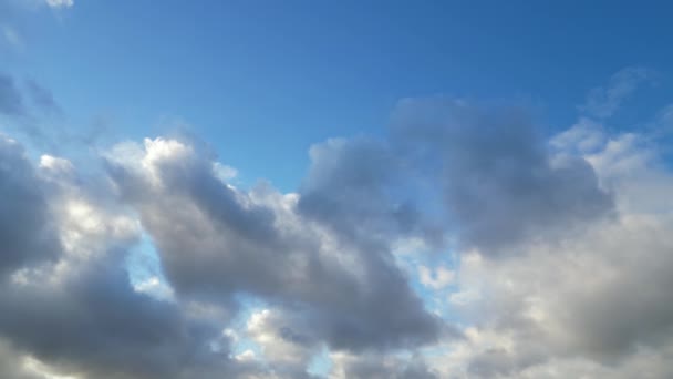 Beautiful Blue Sky Clouds Clear Sunny Day City — Stockvideo