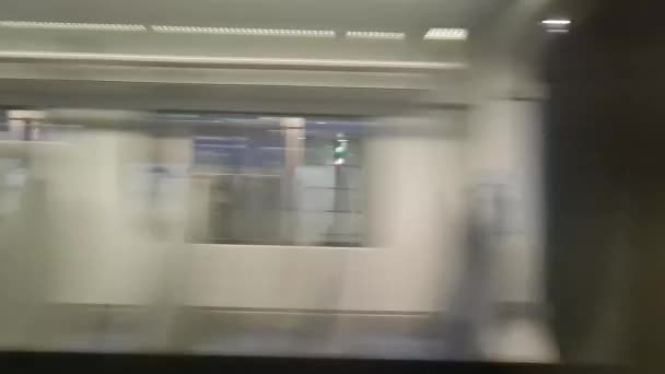 Window Seat View Train Moving Fast Next Station London Train — Stock Video