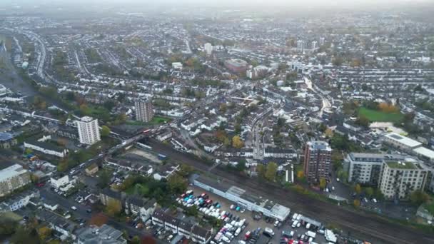 Bulutlu Yağmurlu Bir Günde Batı Croydon Londra Başkent Turu Yüksek — Stok video