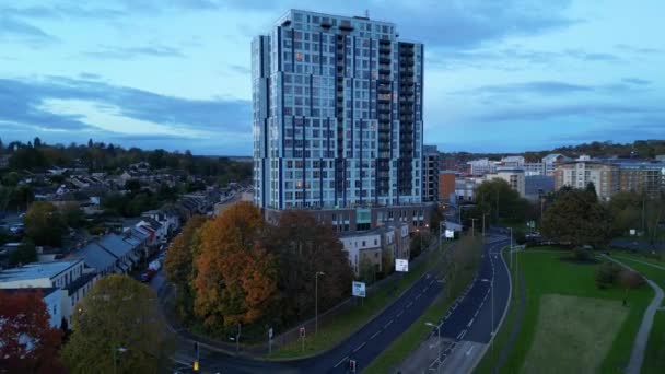 Ngiltere Nin Hemel Hempstead Şehrinin Güzel Yüksek Açılı Görüntüsü Nın — Stok video