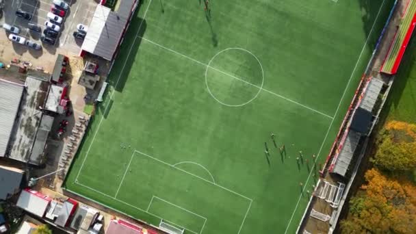 Nagranie Lotnicze Piłki Nożnej Plac Zabaw Hemel Hempstead City England — Wideo stockowe