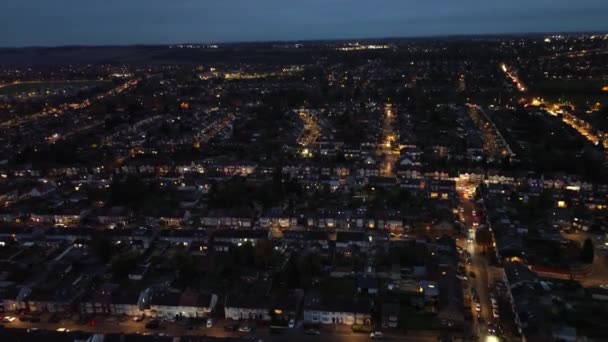 Veduta Aerea Illuminated Luton City England Regno Unito Durante Notte — Video Stock