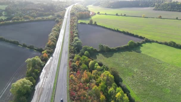 High Angle Footage British Countryside Landscape Its Road Road Its — Video