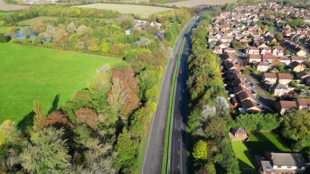 High Angle Footage British Countryside Landscape Its Road Which Called — Vídeos de Stock