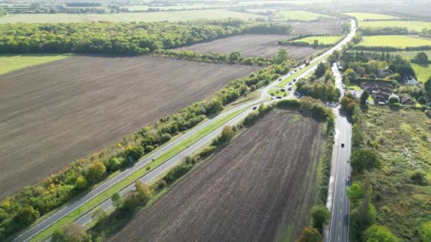 High Angle Footage British Countryside Landscape Its Road Road Its — Video