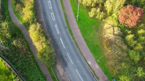 High Angle Footage British Countryside Landscape Its Road Which Called — Vídeos de Stock