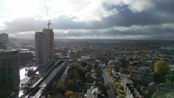 Vista Aérea West Croydon London Capital City Tour Durante Dia — Vídeo de Stock