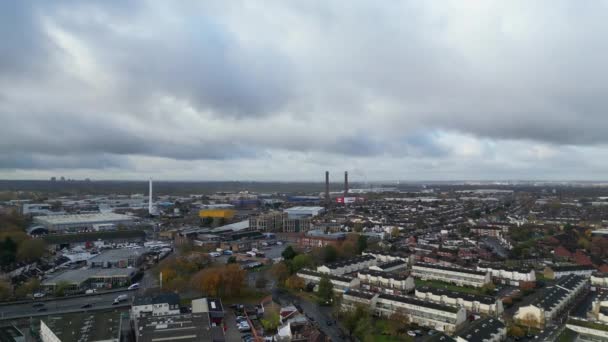 Aerial View West Croydon London Capital City Tour Cloudy Rainy — Stock video