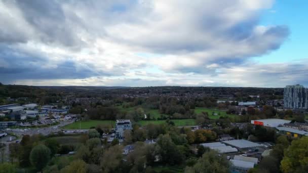 Aerial Footage Central Hemel Hempstead Town England Cloudy Windy Day — Stok Video