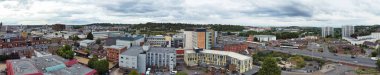 Merkezi Luton Şehri ve Binaları 'nın Güzel Geniş Açı Panoramik Manzarası
