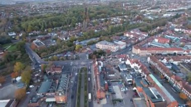 İngiltere 'deki Letchworth Garden City' nin Hava Hızlandırılmış Görüntüsü. 11 Kasım 2023 'te Çekilen Görüntüler