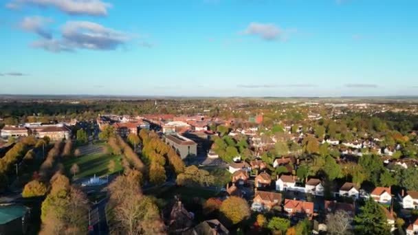 Letecký Čas Pokles Záběry Letchworth Garden City England Velká Británie — Stock video