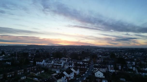 Najpiękniejszy Widok Brytyjską Dzielnicę Mieszkaniową Czasie Kolorowego Zachodu Słońca Nad — Wideo stockowe