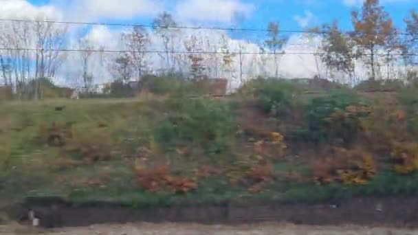 Window Seat View Train Moving Fast Next Station London Train — Stock video