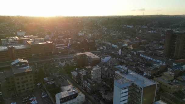 Mooiste High Angle Beelden Van Downtown Central Luton City Buildings — Stockvideo