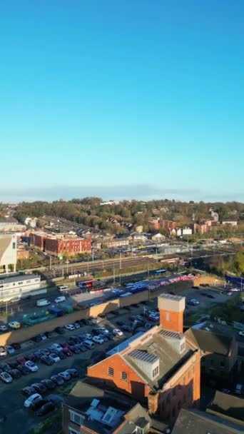 High Angle Footage Downtown Central Luton City Buildings Sunset England — Video Stock