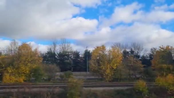 Side View Moving Train Fast Train England Moving London City — Stock Video