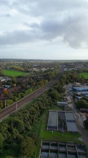 Vista Aérea Hitchin City England Durante Dia Ventoso — Vídeo de Stock