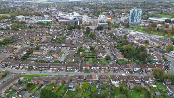 Aerial Footage Central Hemel Hempstead Town England Cloudy Windy Day — Stok Video