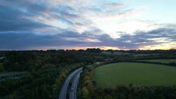 Luchtfoto Van Het Verlichte Central Hemel Hempstead City England Beelden — Stockvideo